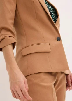 bonprix Bekleidung·Basics|Blazer|Blazer mit drapierten Ärmeln mokkabraun