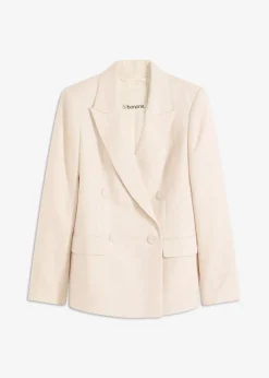 bonprix Blazer|Bekleidung·Basics|Blazer mit Lyocell im Crinklelook naturbeige