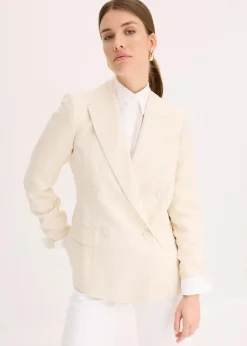 bonprix Blazer|Bekleidung·Basics|Blazer mit Lyocell im Crinklelook naturbeige