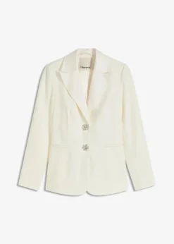 bonprix Blazer|Blazer mit Schmuckknöpfen wollweiß