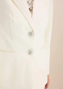 bonprix Blazer|Blazer mit Schmuckknöpfen wollweiß