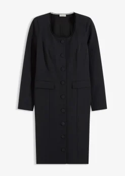 bonprix Bekleidung·Pullover & Strickjacken|Kleider|Blazerkleid mit Spitzenkante schwarz