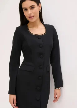 bonprix Bekleidung·Pullover & Strickjacken|Kleider|Blazerkleid mit Spitzenkante schwarz