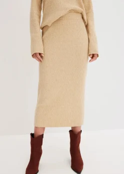 bonprix Bekleidung·Sportbekleidung|Nachhaltigere Materialien|Bleistiftrock latte macchiato meliert