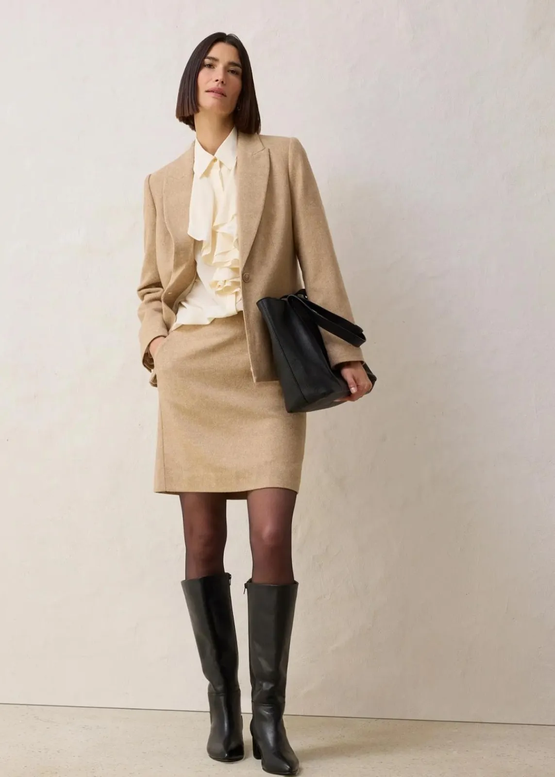 bonprix Bekleidung·Sportbekleidung|Nachhaltigere Materialien|Bleistiftrock naturbeige meliert