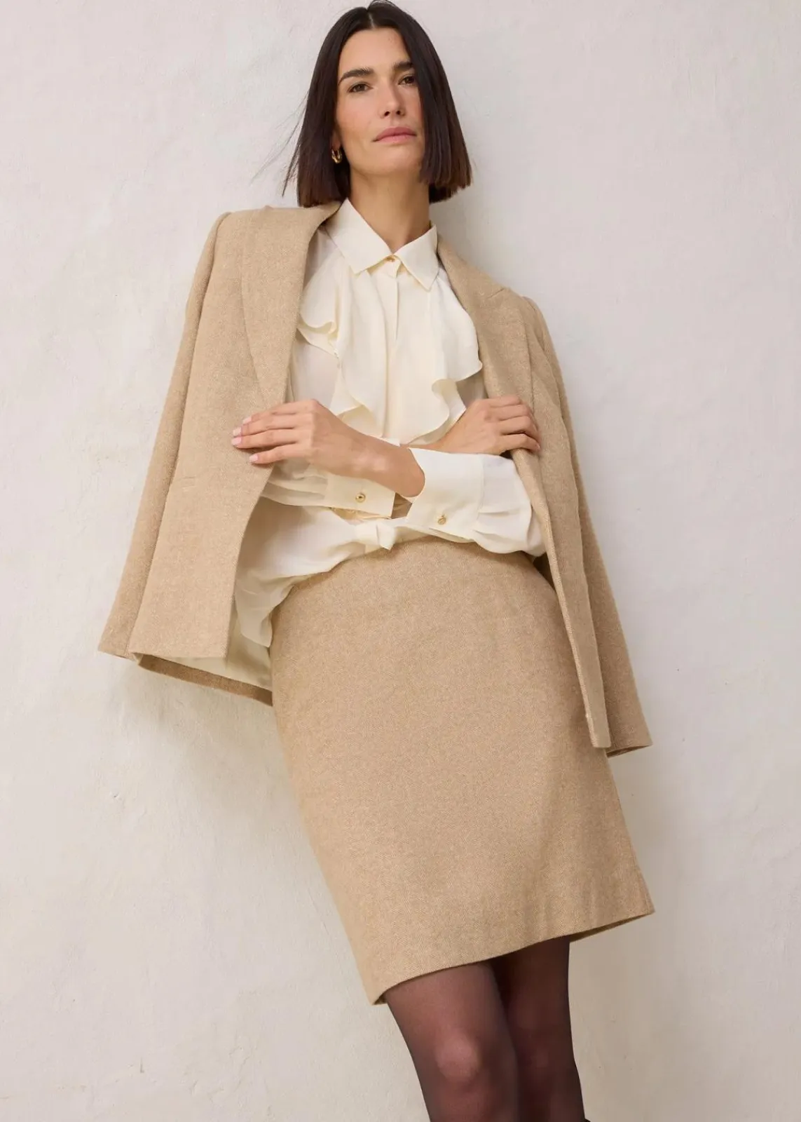 bonprix Bekleidung·Sportbekleidung|Nachhaltigere Materialien|Bleistiftrock naturbeige meliert