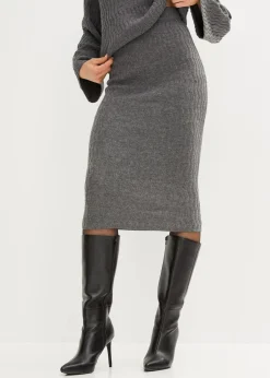 bonprix Röcke|Bekleidung·Sportbekleidung|Bleistiftrock grau meliert