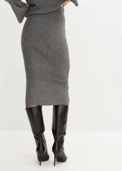 bonprix Röcke|Bekleidung·Sportbekleidung|Bleistiftrock grau meliert