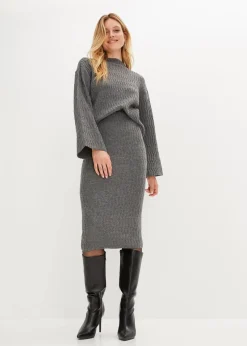 bonprix Röcke|Bekleidung·Sportbekleidung|Bleistiftrock grau meliert