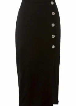 bonprix Röcke|Bleistiftrock mit Knopfleiste schwarz
