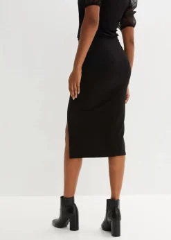 bonprix Röcke|Bleistiftrock mit Knopfleiste schwarz