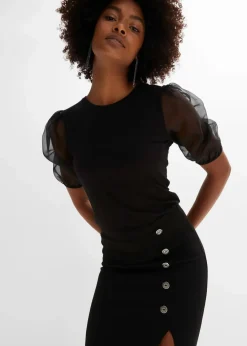 bonprix Röcke|Bleistiftrock mit Knopfleiste schwarz