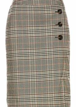 bonprix Bekleidung·Sportbekleidung|Röcke|Bleistiftrock mit Knöpfen hellbraun kariert