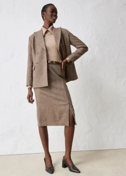 bonprix Bekleidung·Sportbekleidung|Premium|Bleistiftrock mit weichem Wollanteil dunkelbraun meliert