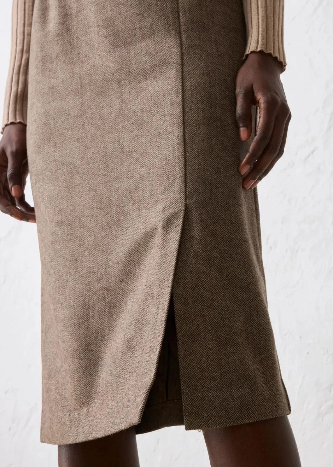 bonprix Bekleidung·Sportbekleidung|Premium|Bleistiftrock mit weichem Wollanteil dunkelbraun meliert