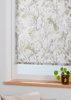 bonprix Rollos|Blendschutzrollo mit Äste Druck taupe/grau/weiß