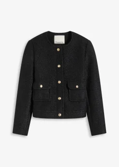 bonprix Bekleidung·Hosen|Jacken & Mäntel|Blouson aus softem Bouclégarn schwarz