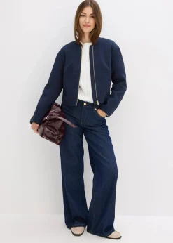 bonprix Jacken & Mäntel|Blouson aus softem Viskose-Mix dunkelblau