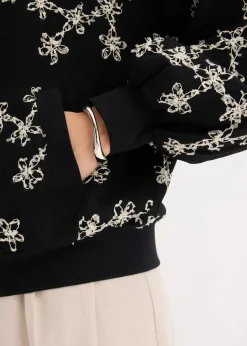 bonprix Bekleidung·Hosen|Jacken & Mäntel|Blouson mit Stickerei schwarz geblümt