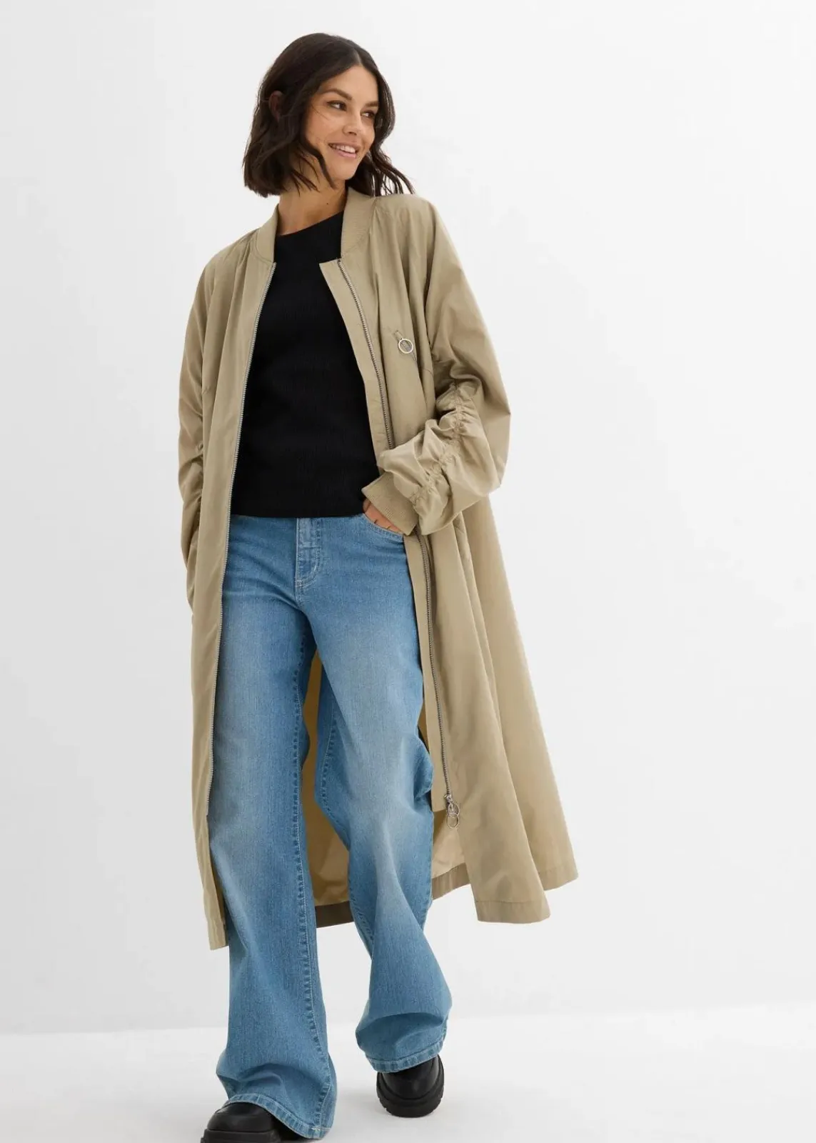 Blouson-Mantel mit Strickkragen|bonprix Sale