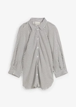 bonprix Bekleidung·Jacken & Mäntel|Blusen & Tuniken|Bluse aus feinem Viskose-Mix wollweiß/schwarz gestreift