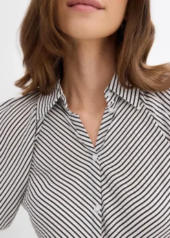 bonprix Bekleidung·Jacken & Mäntel|Blusen & Tuniken|Bluse aus feinem Viskose-Mix wollweiß/schwarz gestreift