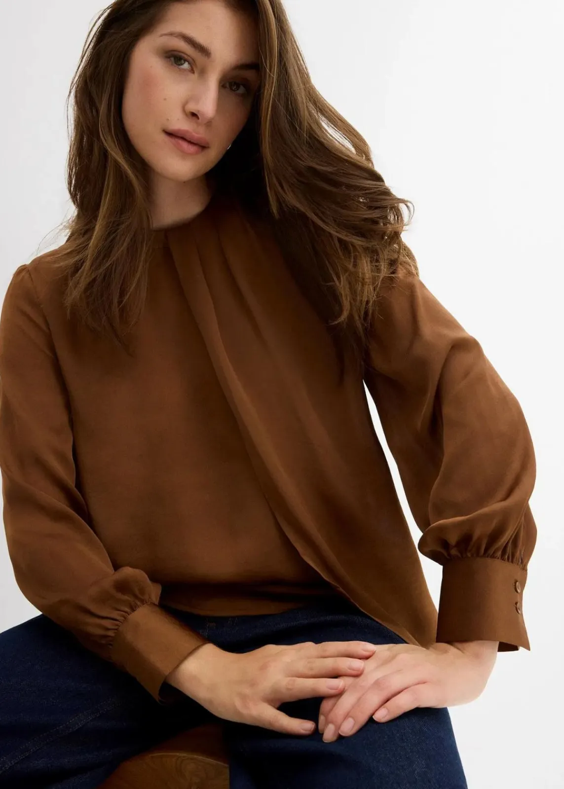 Bluse aus fließendem Satin|bonprix Discount