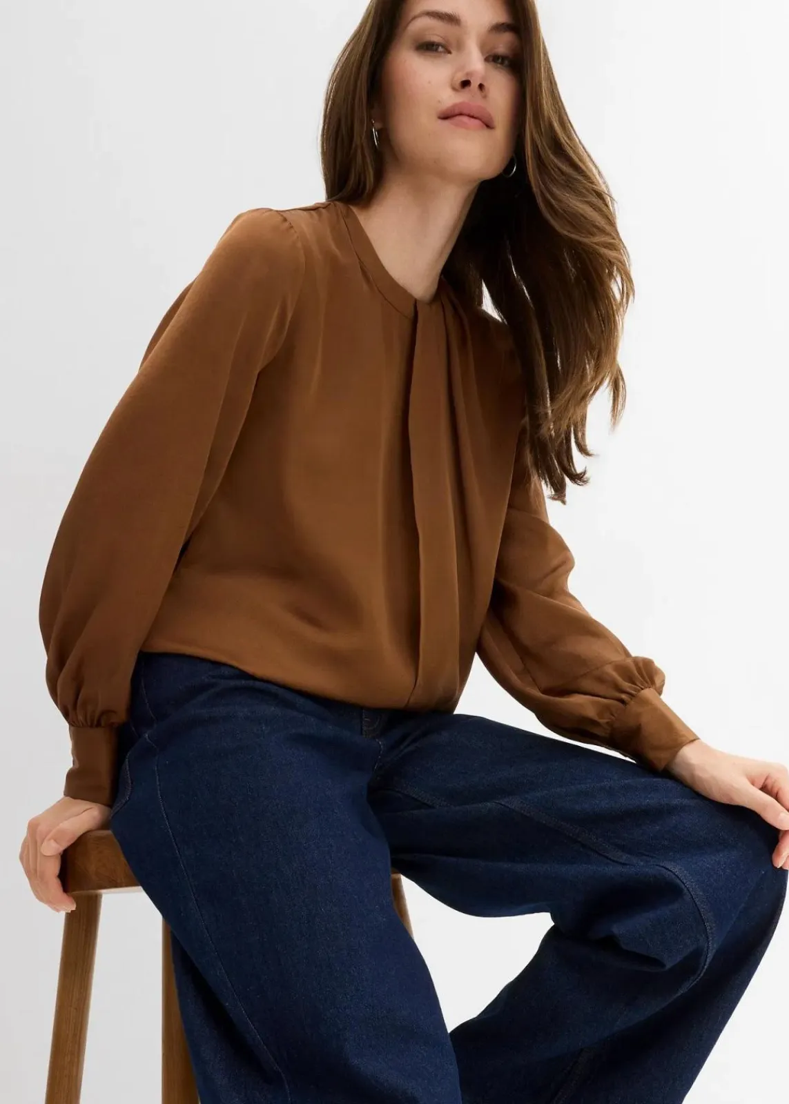 Bluse aus fließendem Satin|bonprix Discount