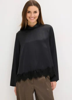 bonprix Bekleidung·Jacken & Mäntel|Blusen & Tuniken|Bluse aus fließendem Satin schwarz
