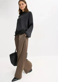 bonprix Bekleidung·Jacken & Mäntel|Blusen & Tuniken|Bluse aus fließendem Satin schwarz