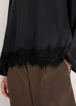 bonprix Bekleidung·Jacken & Mäntel|Blusen & Tuniken|Bluse aus fließendem Satin schwarz