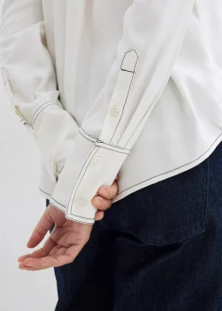 bonprix Nachhaltigere Materialien|Bekleidung·Jacken & Mäntel|Bluse aus fließender Viskose wollweiß/schwarz