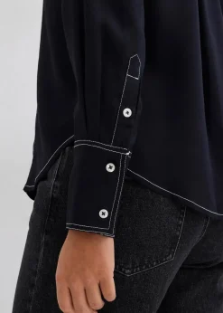 bonprix Bekleidung·Jacken & Mäntel|Nachhaltigere Materialien|Bluse aus fließender Viskose schwarz/wollweiß