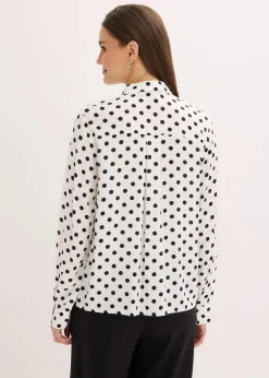 bonprix Bekleidung·Jacken & Mäntel|Nachhaltigere Materialien|Bluse aus fließender Viskose wollweiß/schwarz gepunktet