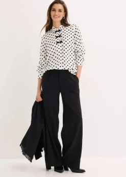 bonprix Bekleidung·Jacken & Mäntel|Nachhaltigere Materialien|Bluse aus fließender Viskose wollweiß/schwarz gepunktet