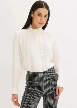 bonprix Bekleidung·Jacken & Mäntel|Blusen & Tuniken|Bluse aus luftigem Crêpe wollweiß