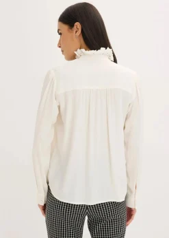 bonprix Bekleidung·Jacken & Mäntel|Blusen & Tuniken|Bluse aus luftigem Crêpe wollweiß