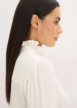 bonprix Bekleidung·Jacken & Mäntel|Blusen & Tuniken|Bluse aus luftigem Crêpe wollweiß