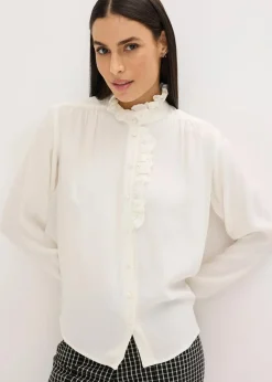 bonprix Bekleidung·Jacken & Mäntel|Blusen & Tuniken|Bluse aus luftigem Crêpe wollweiß