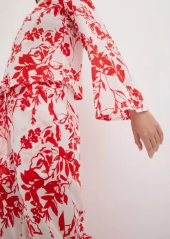 bonprix Zweiteiler & Sets|Blusen & Tuniken|Bluse aus reiner Baumwolle weiß/orangerot floral