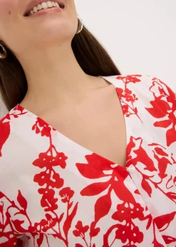 bonprix Zweiteiler & Sets|Blusen & Tuniken|Bluse aus reiner Baumwolle weiß/orangerot floral
