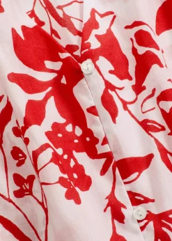 bonprix Zweiteiler & Sets|Blusen & Tuniken|Bluse aus reiner Baumwolle weiß/orangerot floral