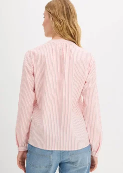 bonprix Bekleidung·Jacken & Mäntel|Blusen & Tuniken|Bluse aus reiner Baumwolle mediumpink/wollweiß/altrosa gestreift
