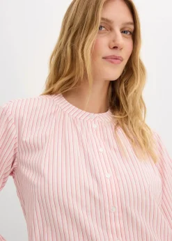 bonprix Bekleidung·Jacken & Mäntel|Blusen & Tuniken|Bluse aus reiner Baumwolle mediumpink/wollweiß/altrosa gestreift