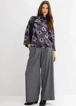bonprix Bekleidung·Jacken & Mäntel|Blusen & Tuniken|Bluse aus strukturiertem Crêpe dunkelgrau floral