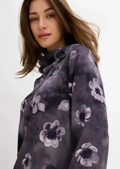 bonprix Bekleidung·Jacken & Mäntel|Blusen & Tuniken|Bluse aus strukturiertem Crêpe dunkelgrau floral