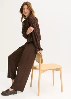 bonprix Blusen & Tuniken|Bekleidung·Jacken & Mäntel|Bluse aus strukturiertem Material dunkelbraun