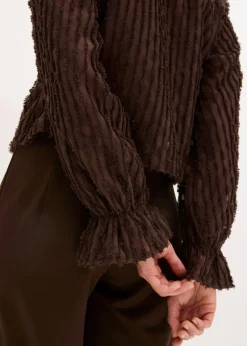 bonprix Blusen & Tuniken|Bekleidung·Jacken & Mäntel|Bluse aus strukturiertem Material dunkelbraun