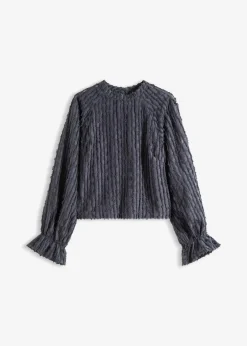 bonprix Bekleidung·Jacken & Mäntel|Blusen & Tuniken|Bluse aus strukturiertem Material nachtblau