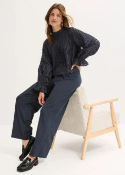 bonprix Bekleidung·Jacken & Mäntel|Blusen & Tuniken|Bluse aus strukturiertem Material nachtblau